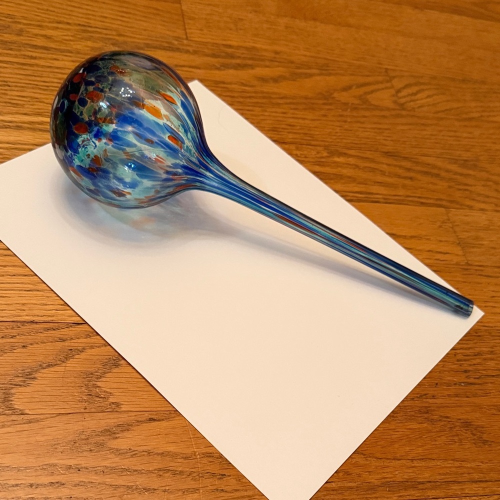 Plant Watering Glass Bulb Handcrafted Blue and Red Like New! - Picture 3 of 6